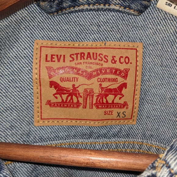 Levi's Cotton Denim Jeans Jacket with Lace Up Tie Details on Cuffs Size XS - Picture 6 of 12